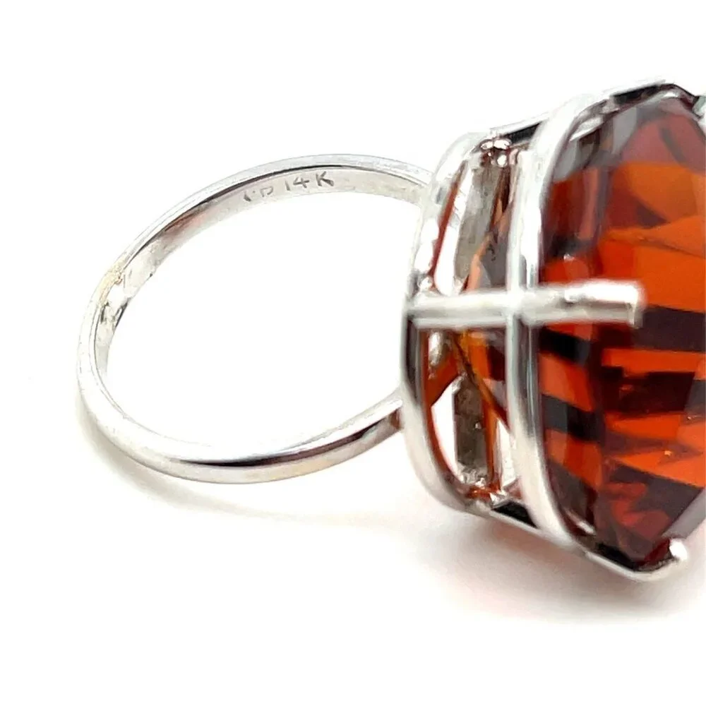 Huge 14K‎ White Gold Citrine Ring